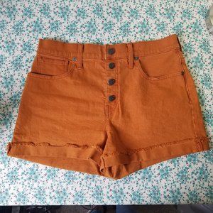 Madewell High Rise Button Fly Shorts -Burnt Orange
